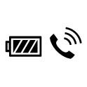 A battery icon, and a phone icon with three curved lines above it